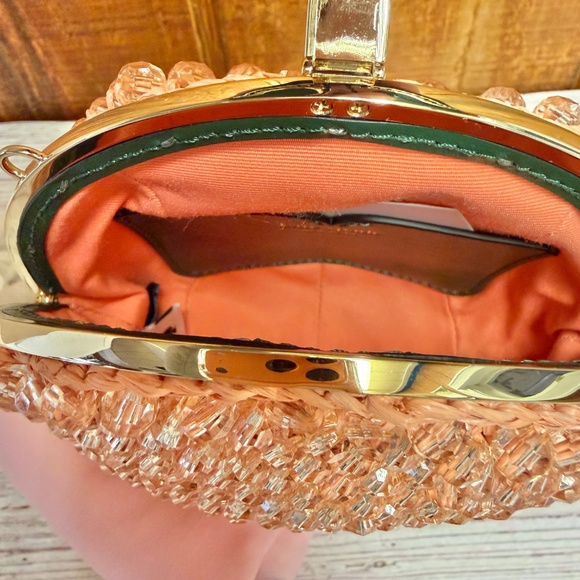 Kate Spade Bellini Embellished Crochet 3d Peach Crossbody - Picture 9 of 10